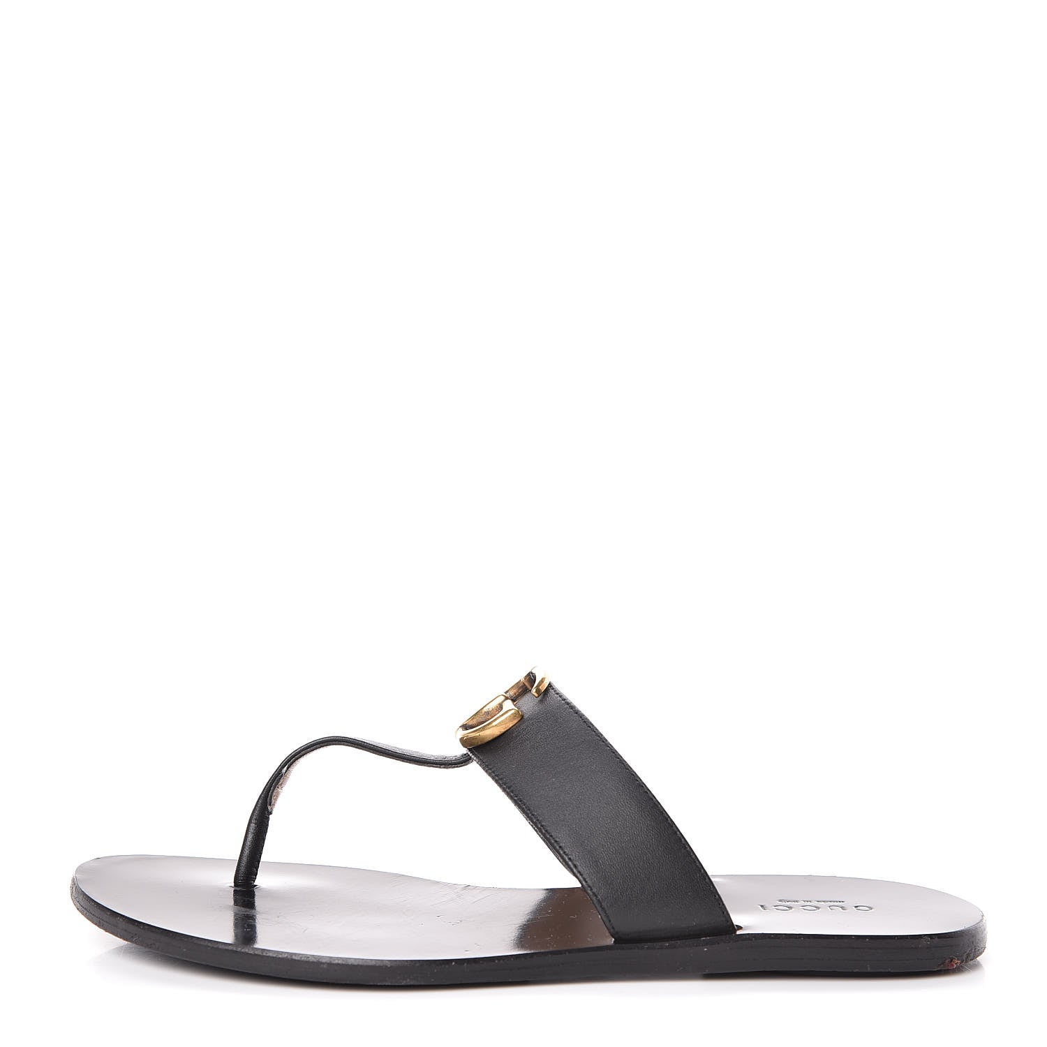 Gucci Calfskin GG Marmont Thong Sandals 36.5 Black 1 of 17
