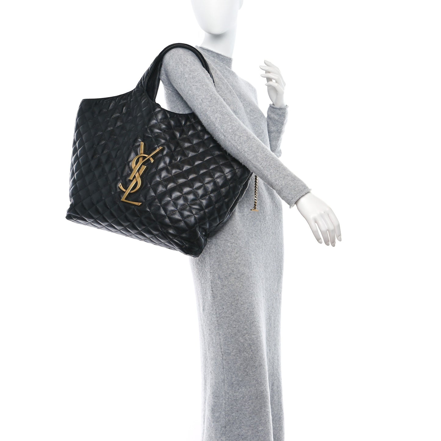 Lambskin Quilted Maxi Icare Shopping Tote Black