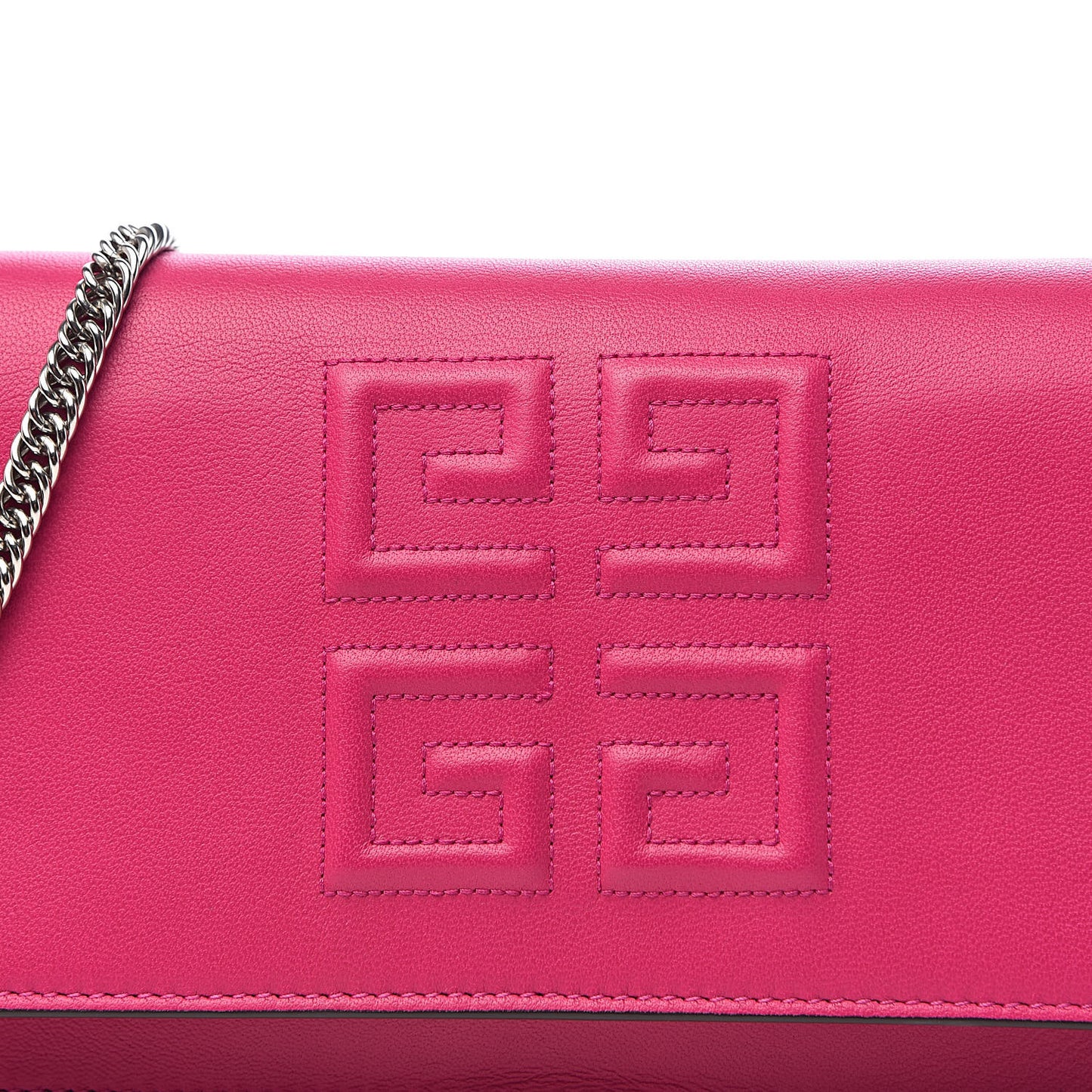 Lambskin Emblem Chain Wallet Cyclamen