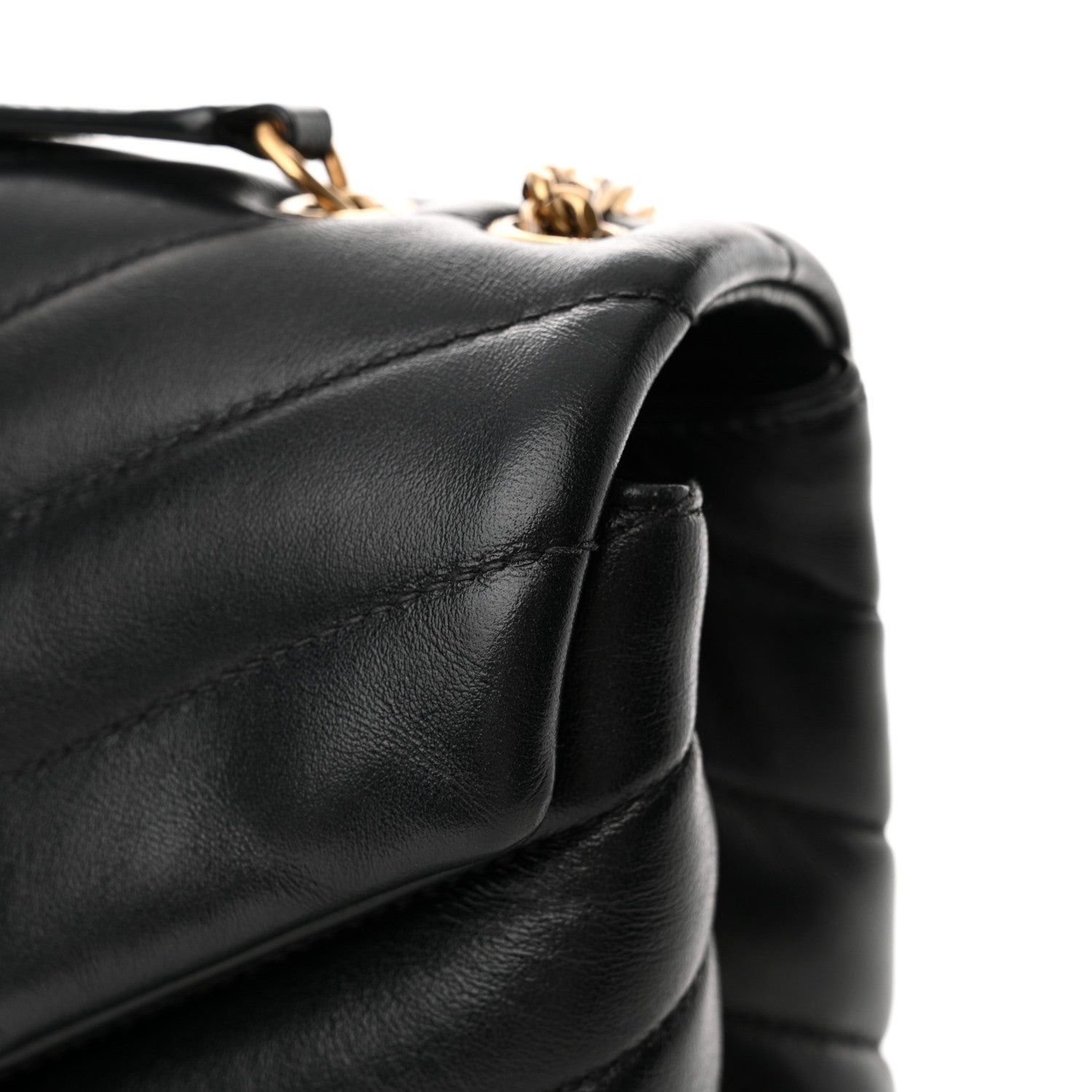 Saint Laurent Calfskin Y Quilted Monogram Small Loulou Chain Satchel Black 14 of 15