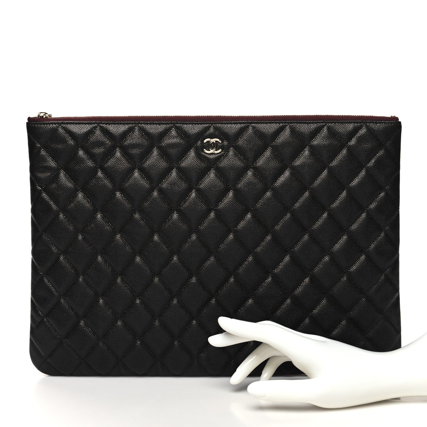 Chanel Caviar Quilted Large Cosmetic Case Black 2 of 11