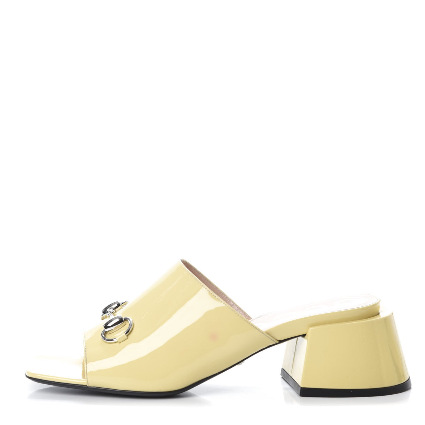 Patent Lexi Horsebit Mid-Heel Slide Sandals 40 Burro