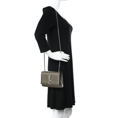 Saint Laurent Grain De Poudre Small Monogram Kate Satchel Gold 2 of 11