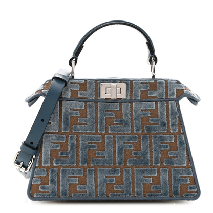 Fendi Velvet Jacquard FF Small Peekaboo I SEE U Satchel Anice 1 of 9