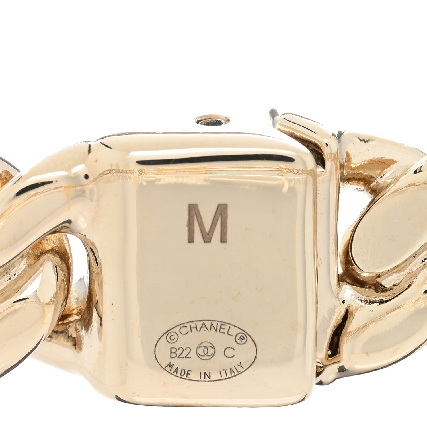Chanel Metal CC Chain Link Choker Necklace M Gold 4 of 4