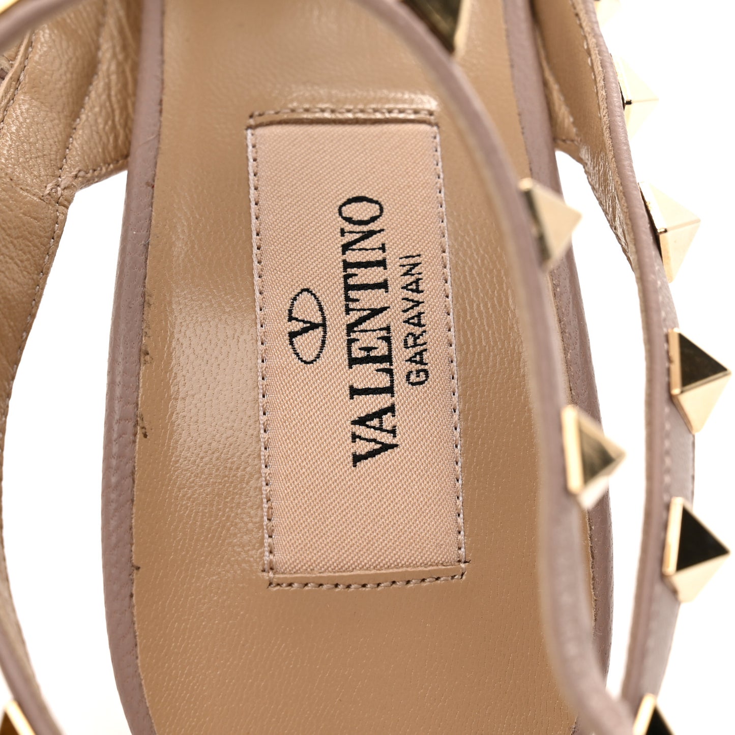 Patent Nappa Rockstud Ankle Strap 100mm Pumps 38 Water Rose Poudre