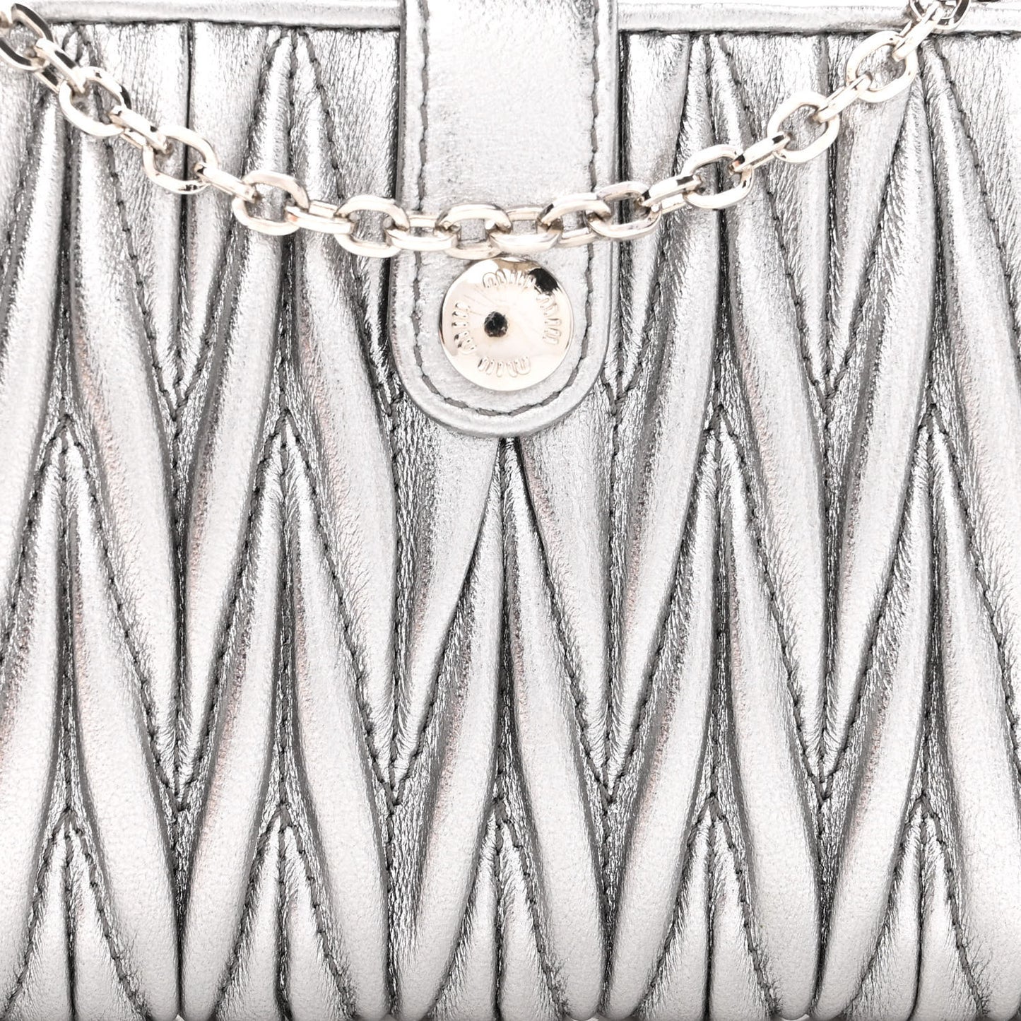 Metallic Nappa Matelasse Chain Card Holder Cromo