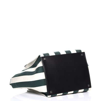 Celine Cotton Canvas Striped Medium Phantom Luggage White Green 4 of 8