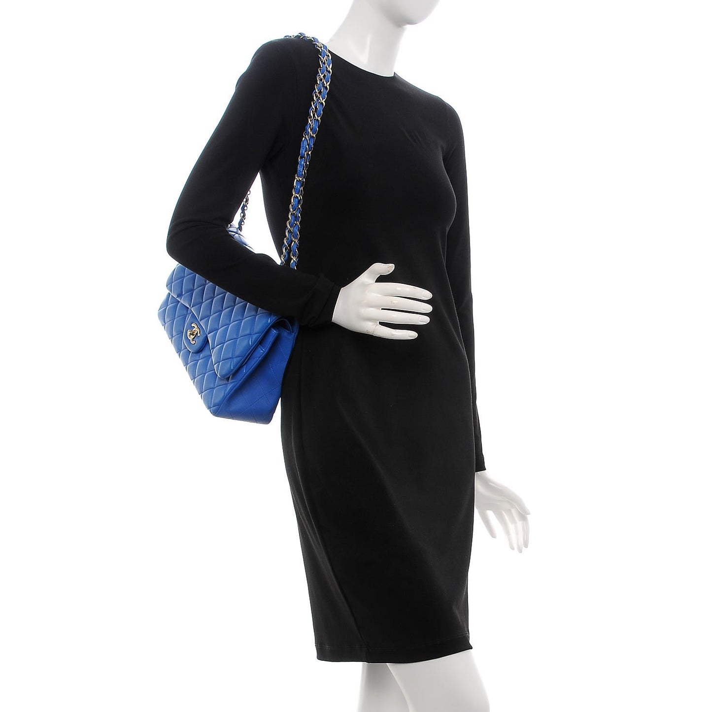 Lambskin Quilted Jumbo Double Flap Blue