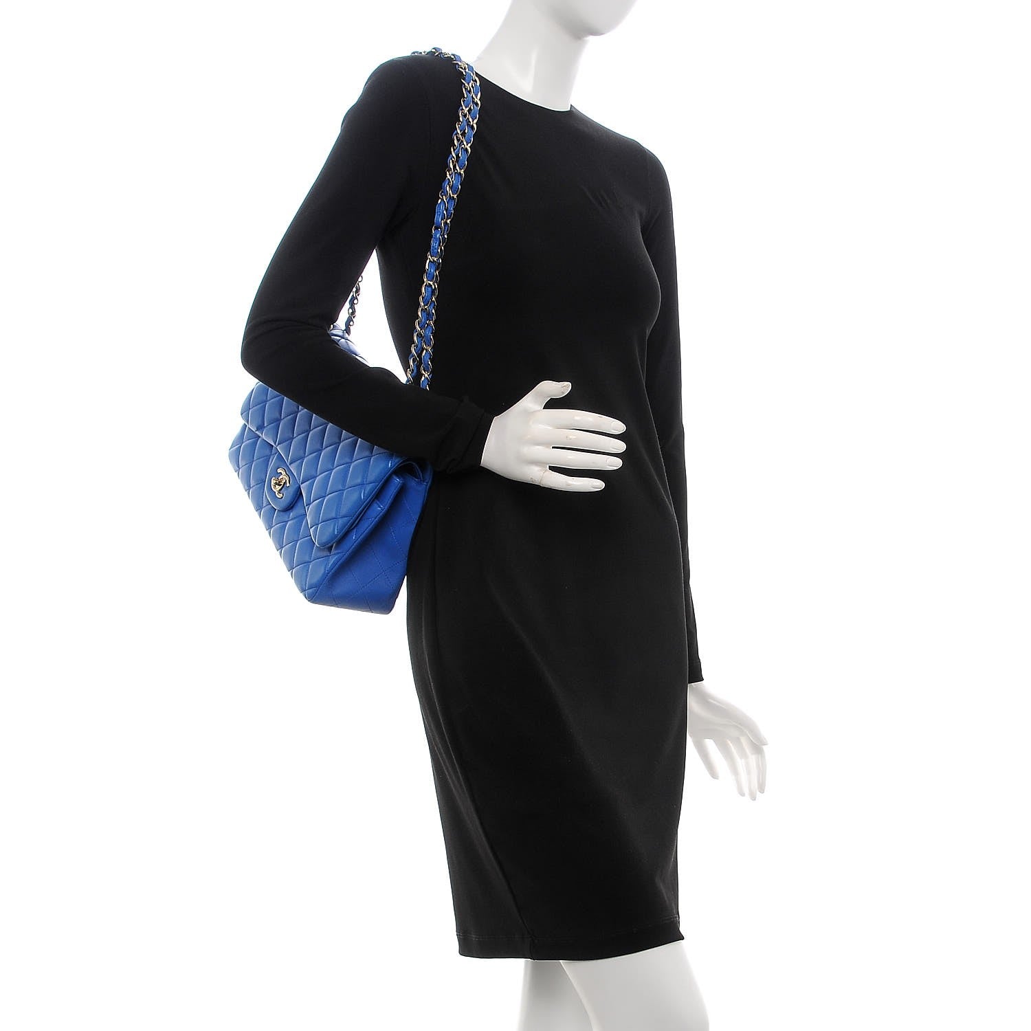 Chanel Lambskin Quilted Jumbo Double Flap Blue 3 of 11