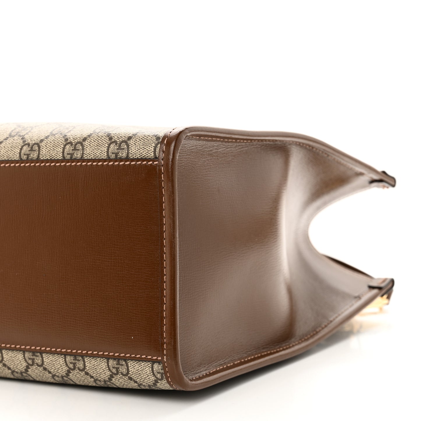 GG Supreme Monogram Azalea Calfskin Small Retro Interlocking G Tote Bag Beige Ebony Brown Sugar