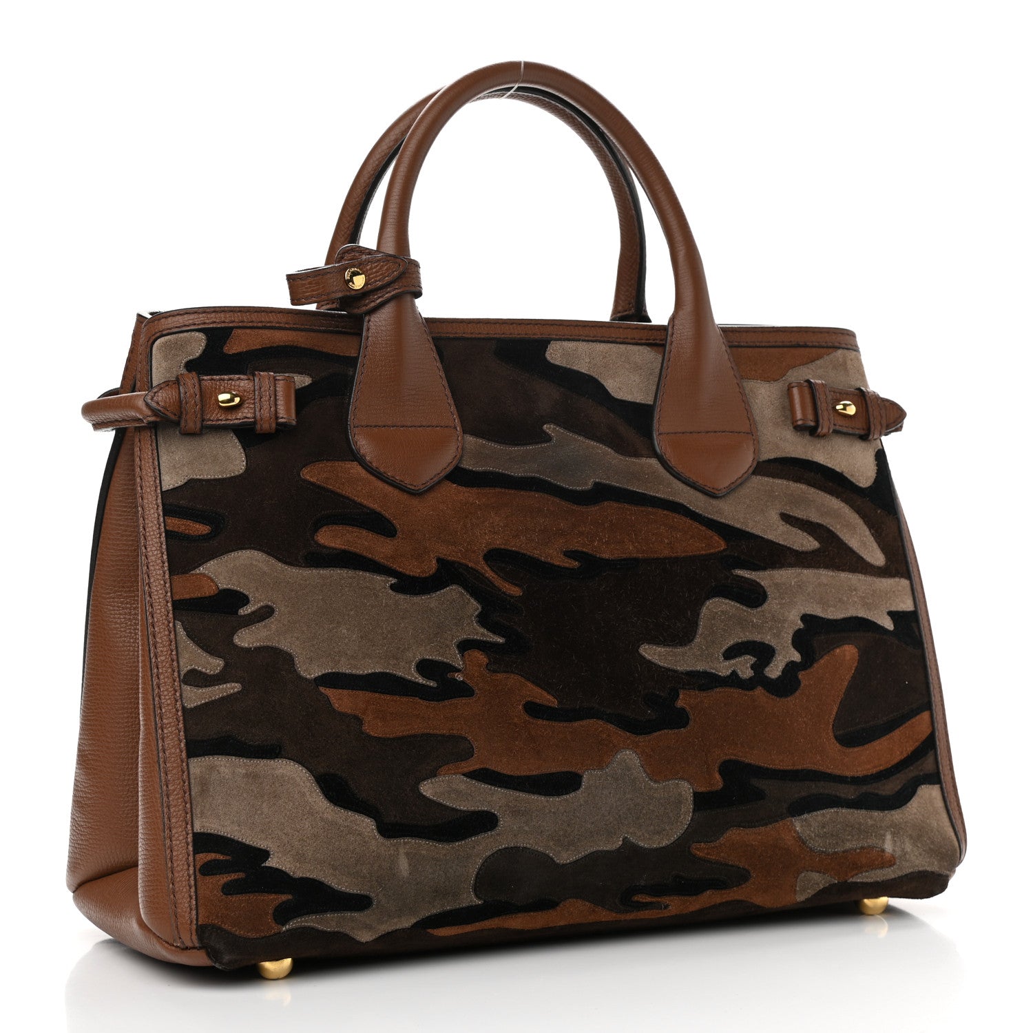Burberry Suede House Check Camoflauge Medium Banner Tote Tan 5 of 15