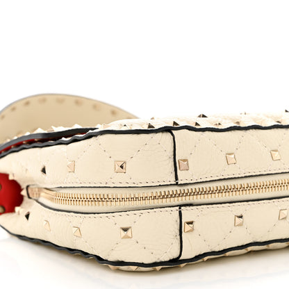 Valentino Garavani Grained Calfskin Medium Rockstud Spike Shoulder Bag Light Ivory 8 of 9