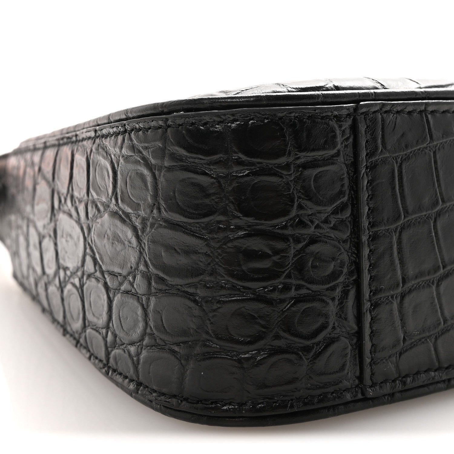 Saint Laurent Calfskin Crocodile Embossed LE 5 A 7 Hobo Black 8 of 9