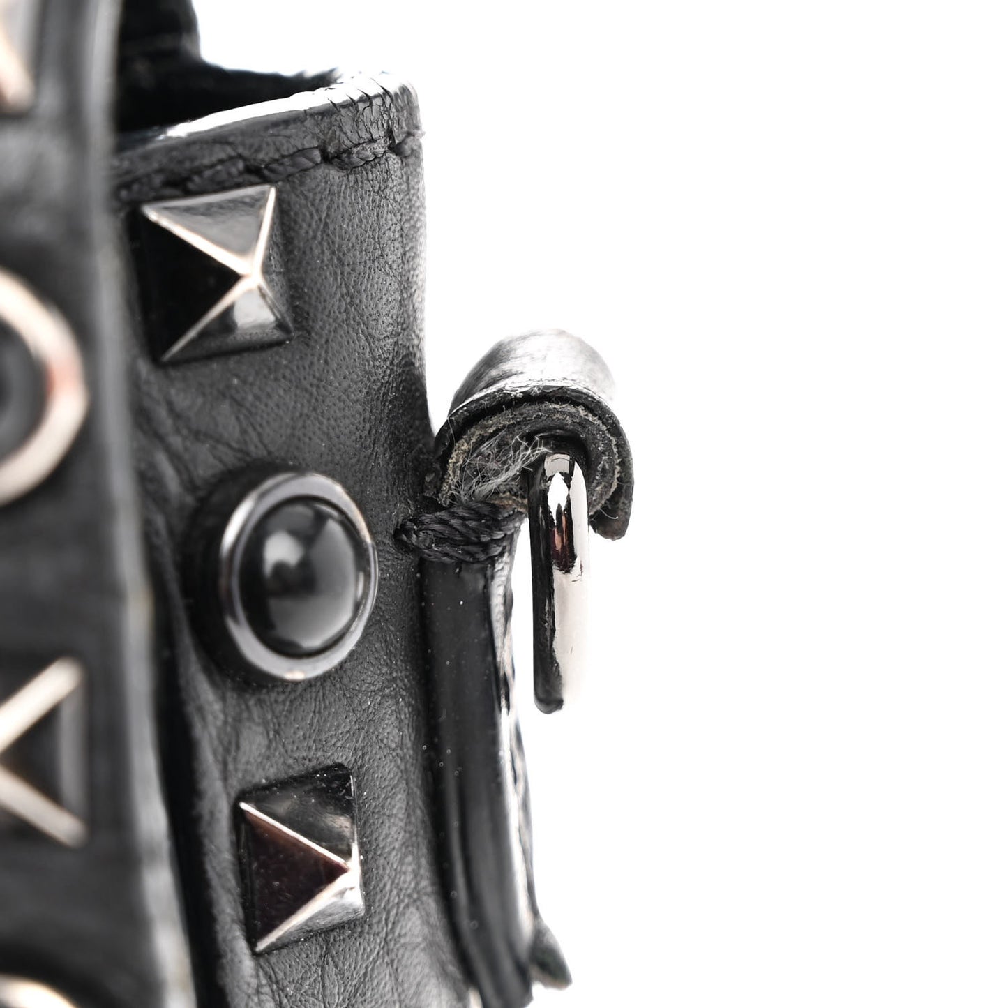 Pebbled Calfskin Onyx Medium Rockstud Rolling Flap Saddle Bag Black