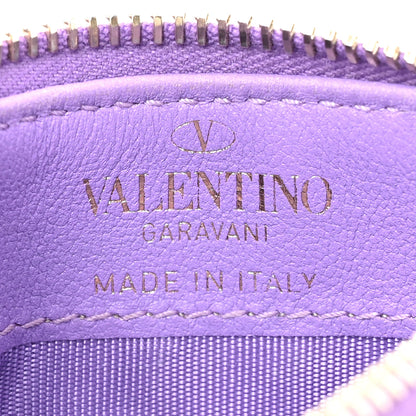 Valentino Garavani Calfskin Rockstud Coin Case Card Holder Glicine 7 of 12