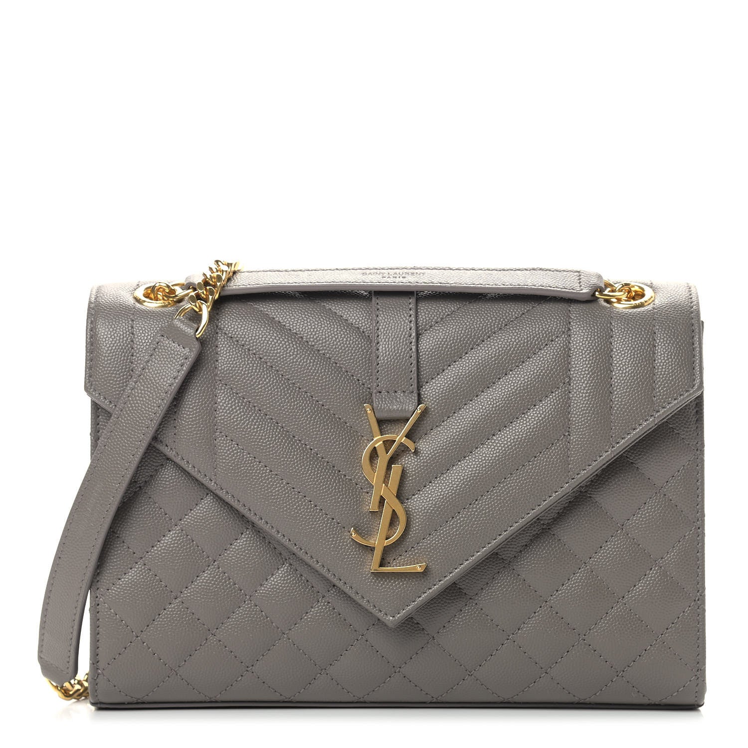 Saint Laurent Grain De Poudre Textured Mixed Matelasse Medium Triquilt Monogram Satchel Fog 1 of 9