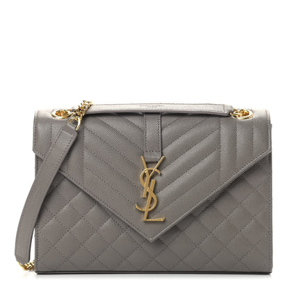 Saint Laurent Grain De Poudre Textured Mixed Matelasse Medium Triquilt Monogram Satchel Fog 1 of 9