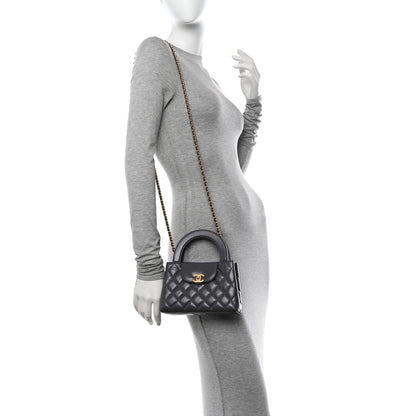Chanel Shiny Aged Calfskin Quilted Nano Kelly Shopper Grey 2 of 11