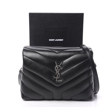 Saint Laurent Calfskin Y Quilted Monogram Toy Loulou Crossbody Bag Black 10 of 10