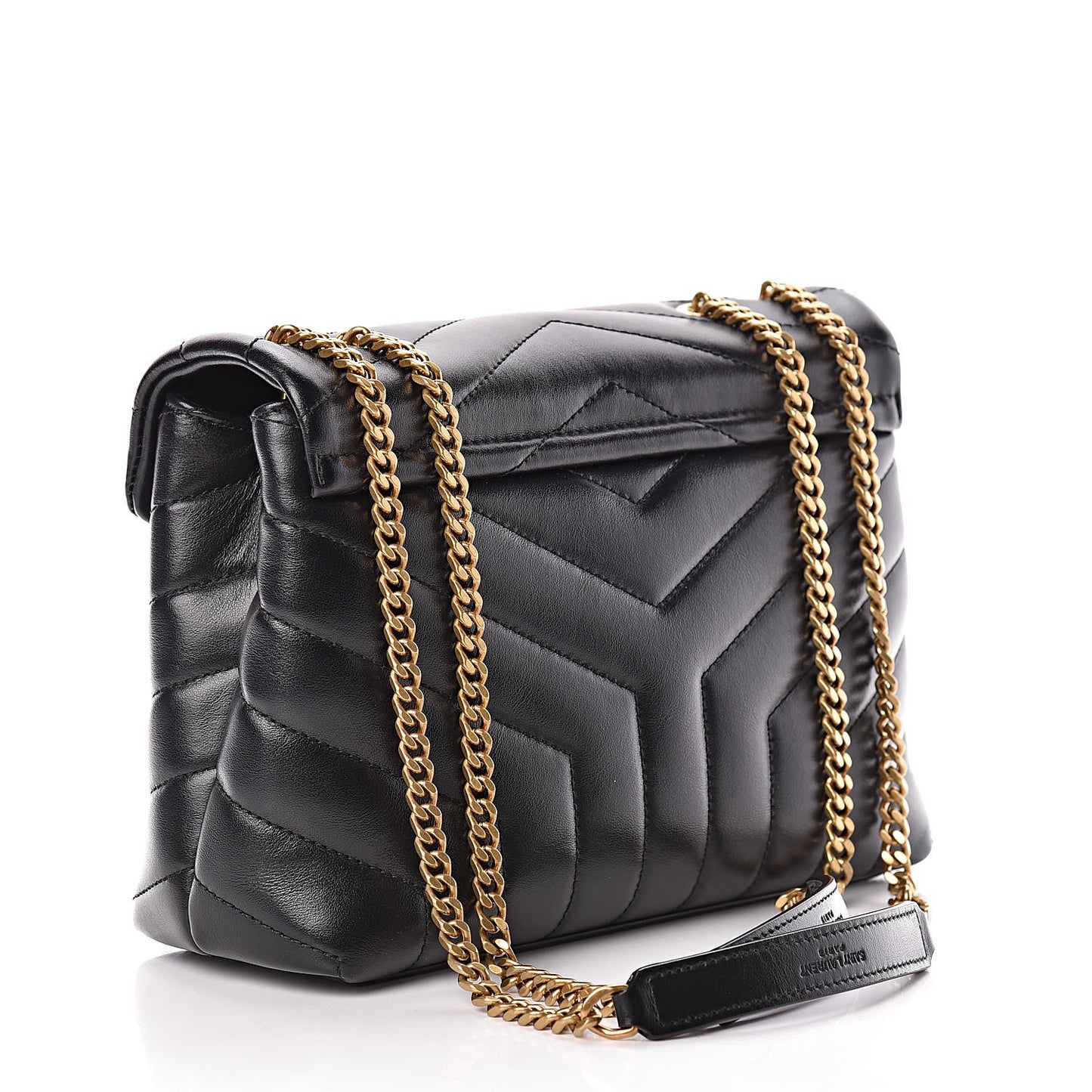Calfskin Y Quilted Monogram Small Loulou Chain Satchel Black