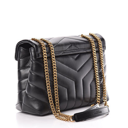 Saint Laurent Calfskin Y Quilted Monogram Small Loulou Chain Satchel Black 3 of 11