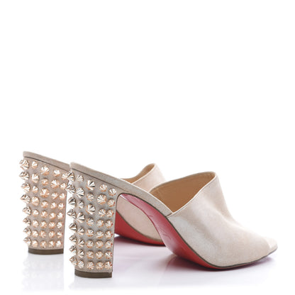 Christian Louboutin Glitter Spike Peep Toe Mule 39.5 Natural 4 of 9