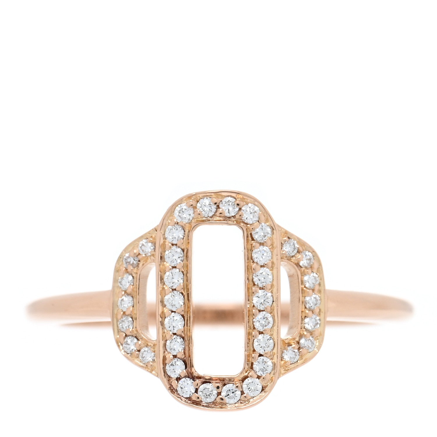 Hermes 18K Rose Gold Diamond Attelage Ring 50 5.25 1 of 4