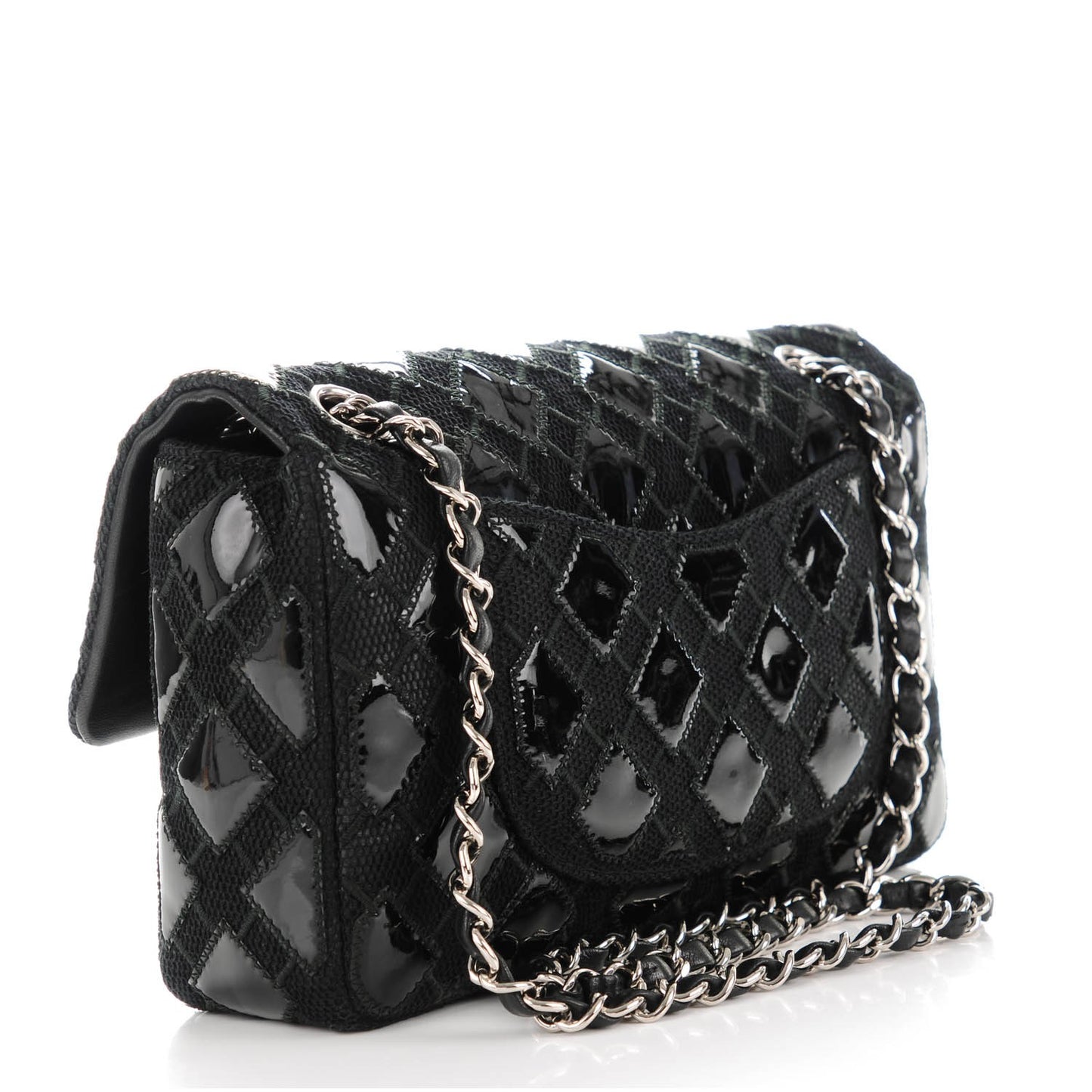 Vinyl Mesh Quilted Small Single Flap Black