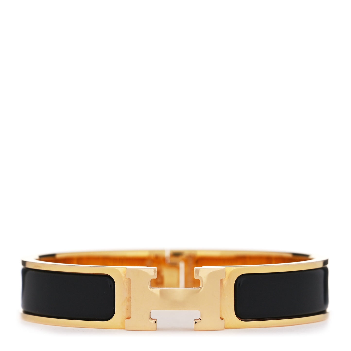Enamel Narrow Clic Clac H Bracelet PM Black