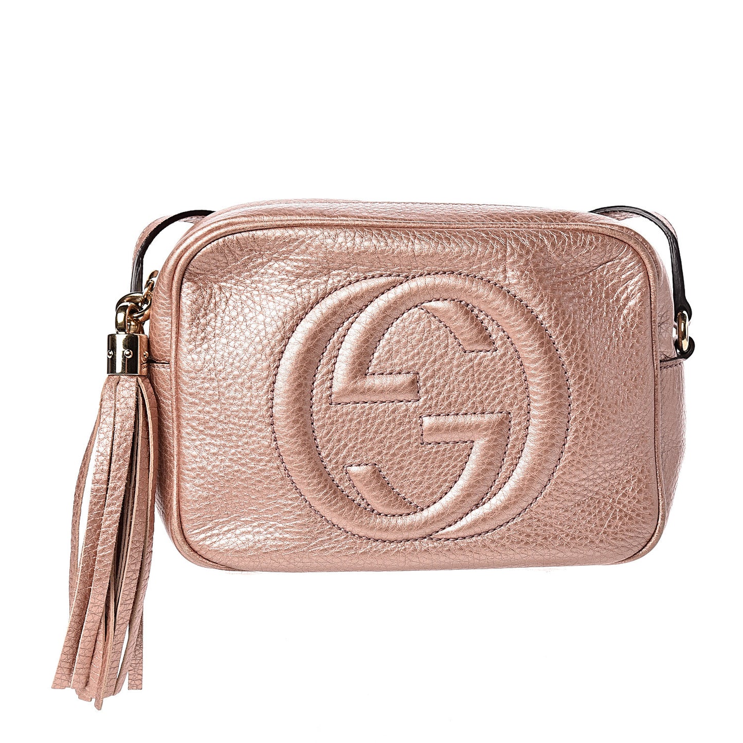 Metallic Pebbled Calfskin Small Soho Disco Bag Pink