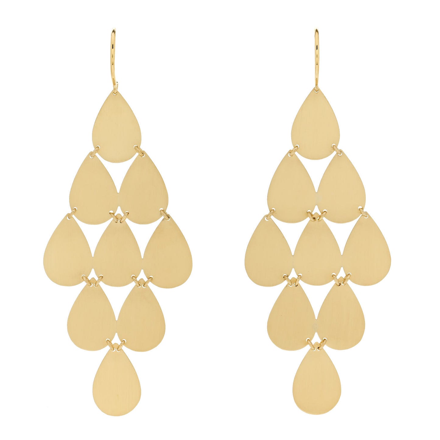 18K Yellow Gold Teardrop Chandelier Drop Earrings