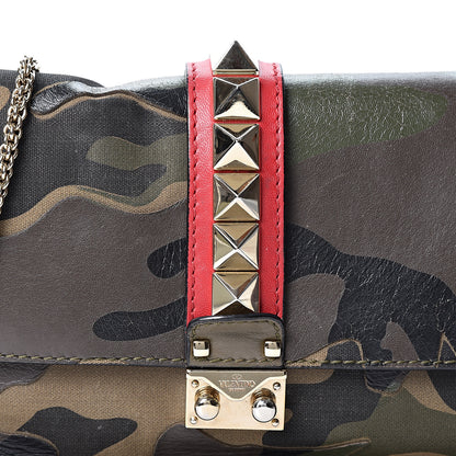 Valentino Garavani Nappa Canvas Camouflage Medium Glam Lock Rockstud Flap Verde 8 of 13