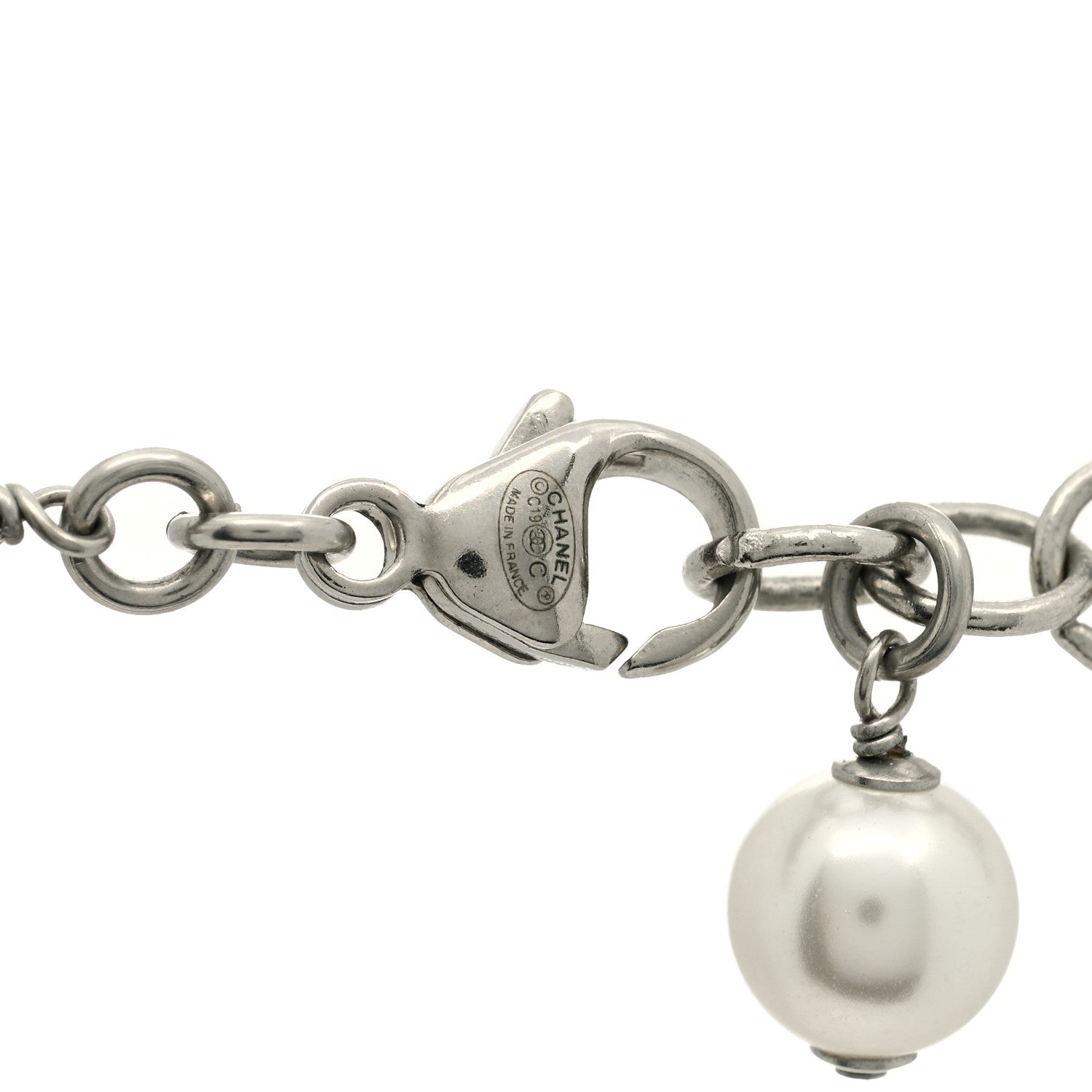 Chanel Pearl Beaded Enamel CC Long Necklace White 5 of 5