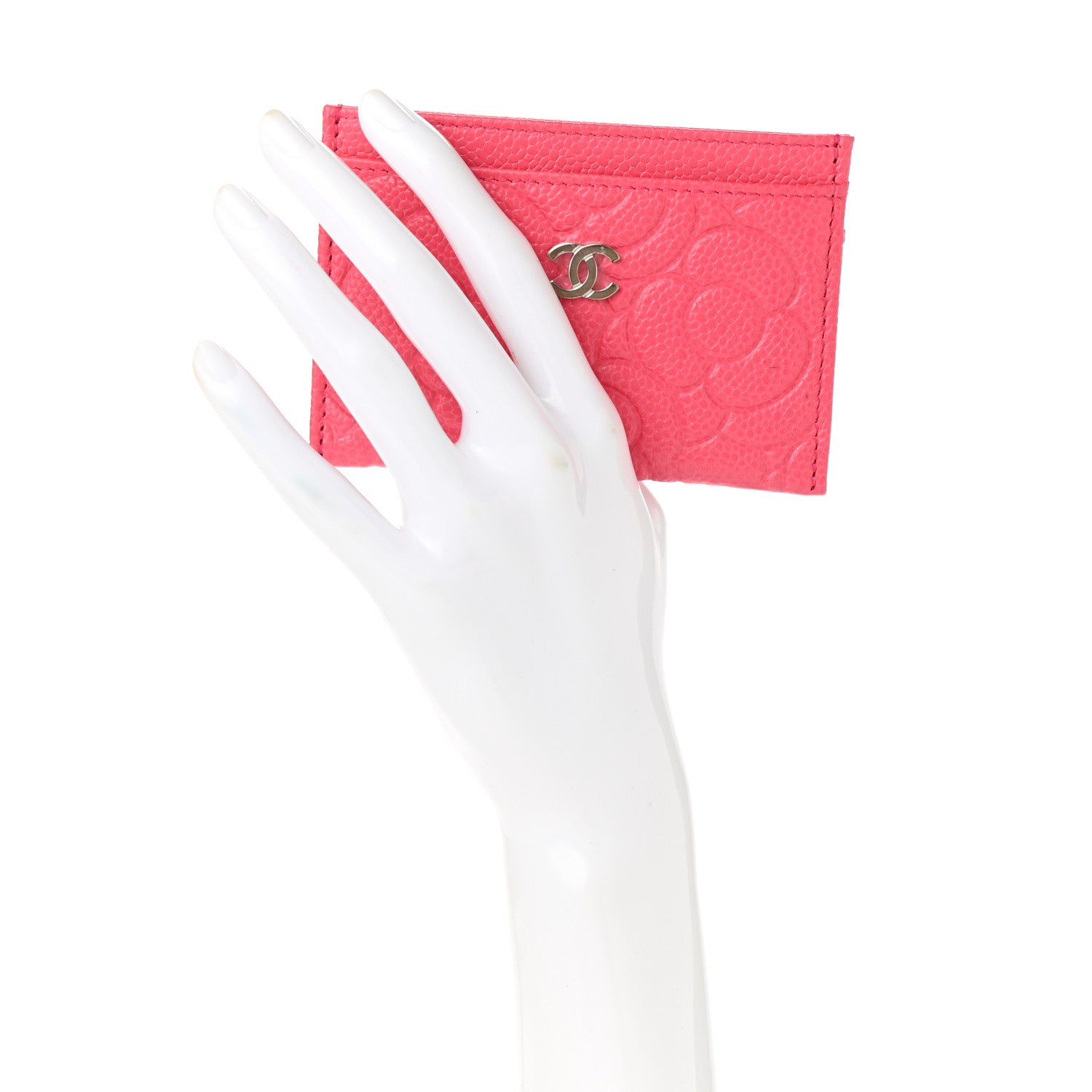 Chanel Caviar Camellia Embossed Card Holder Pink 2 of 7