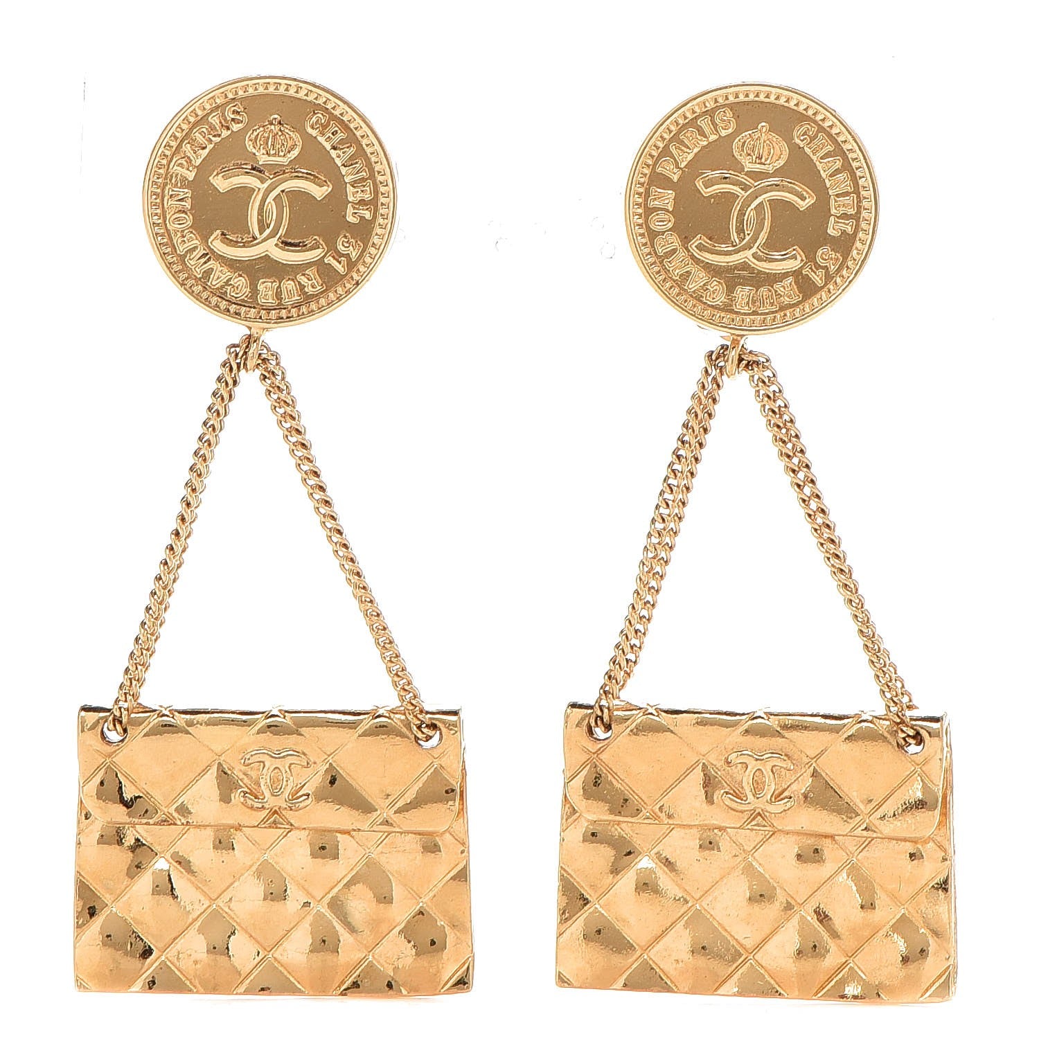 Chanel 2.55 Flap Clip On Earrings Gold 1 of 4