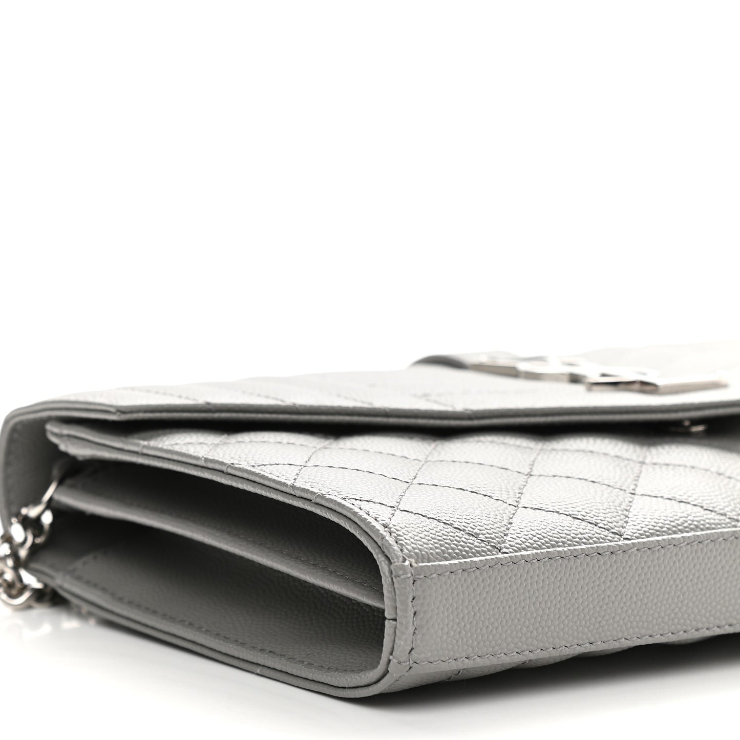 Grain De Poudre Mixed Matelasse Triquilt Monogram Chain Wallet Fog