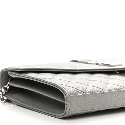 Saint Laurent Grain De Poudre Mixed Matelasse Triquilt Monogram Chain Wallet Fog 6 of 7