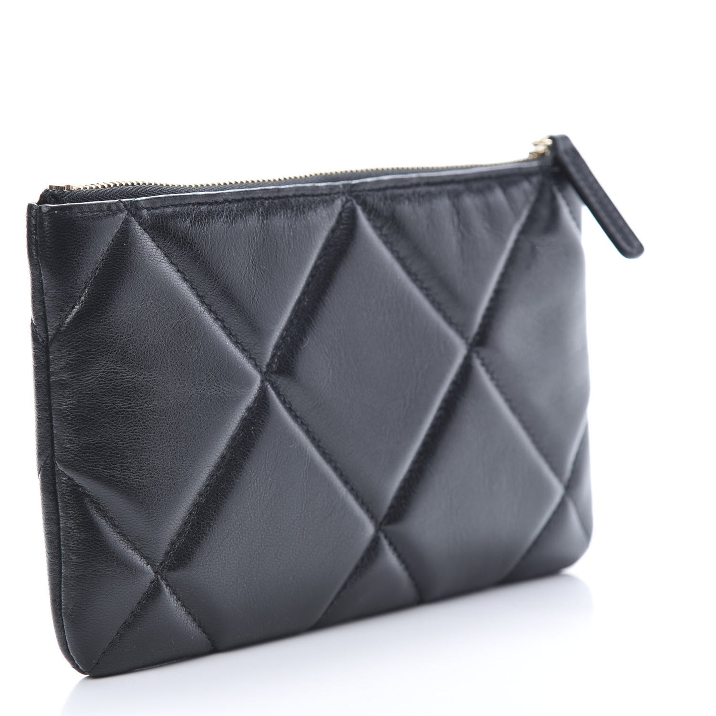 Shiny Goatskin Quilted 19 Cosmetic Case Black
