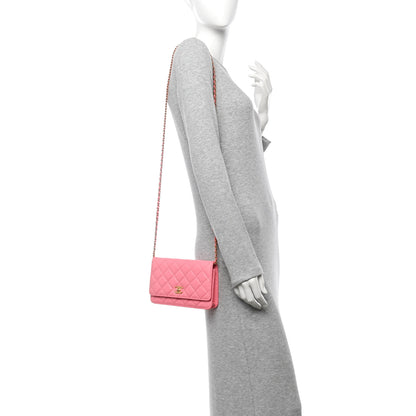 Chanel Lambskin Quilted CC Pearl Crush Wallet on Chain WOC Pink 2 of 13