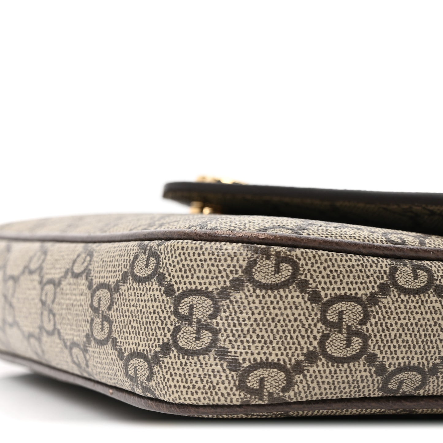 GG Supreme Monogram Textured Dollar Calfskin Web Mini Ophidia Envelope Shoulder Bag Beige Ebony