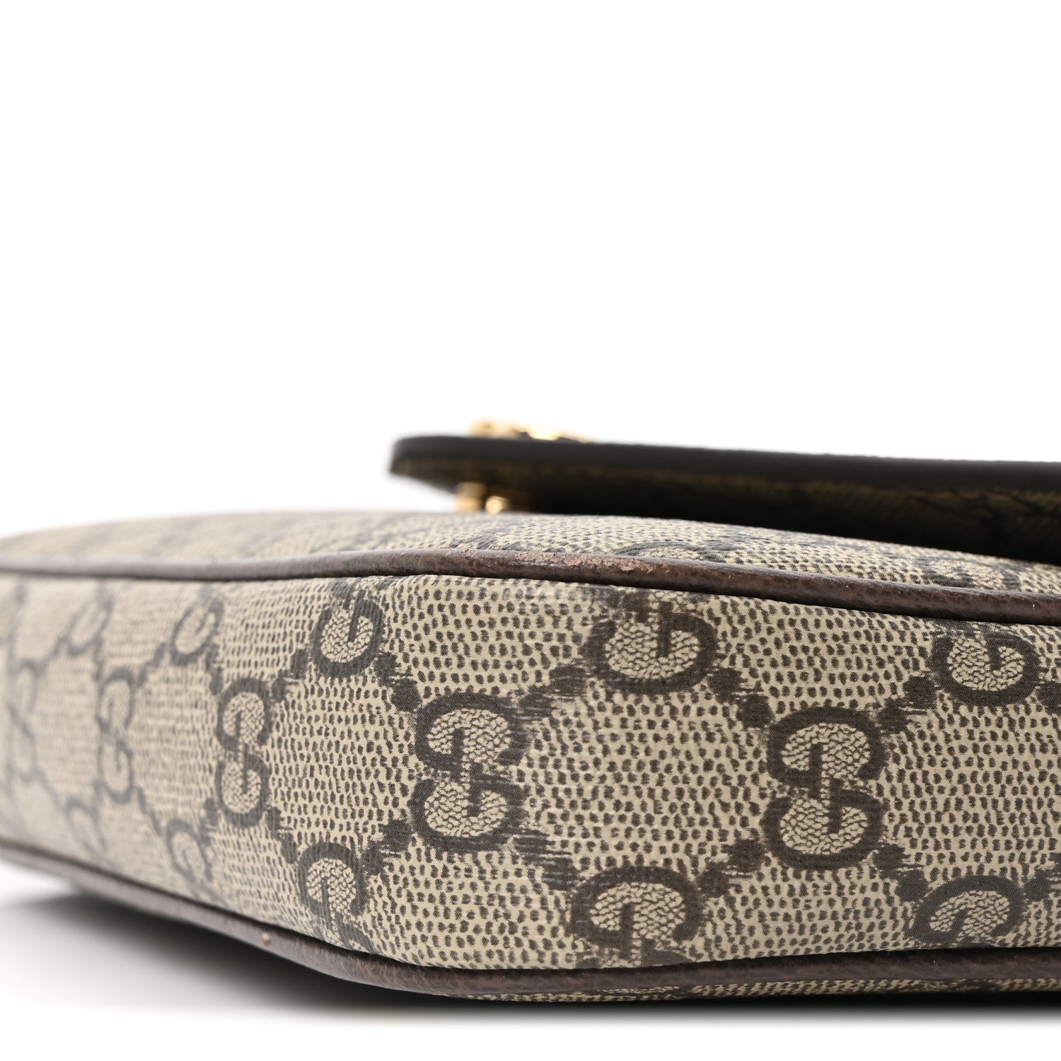 Gucci GG Supreme Monogram Textured Dollar Calfskin Web Mini Ophidia Envelope Shoulder Bag Beige Ebony 9 of 9