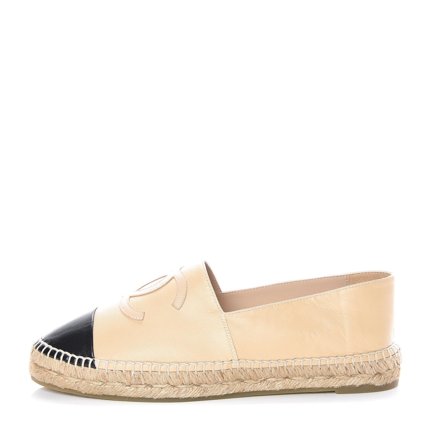 Chanel Lambskin CC Espadrilles 40 Beige Black 1 of 11