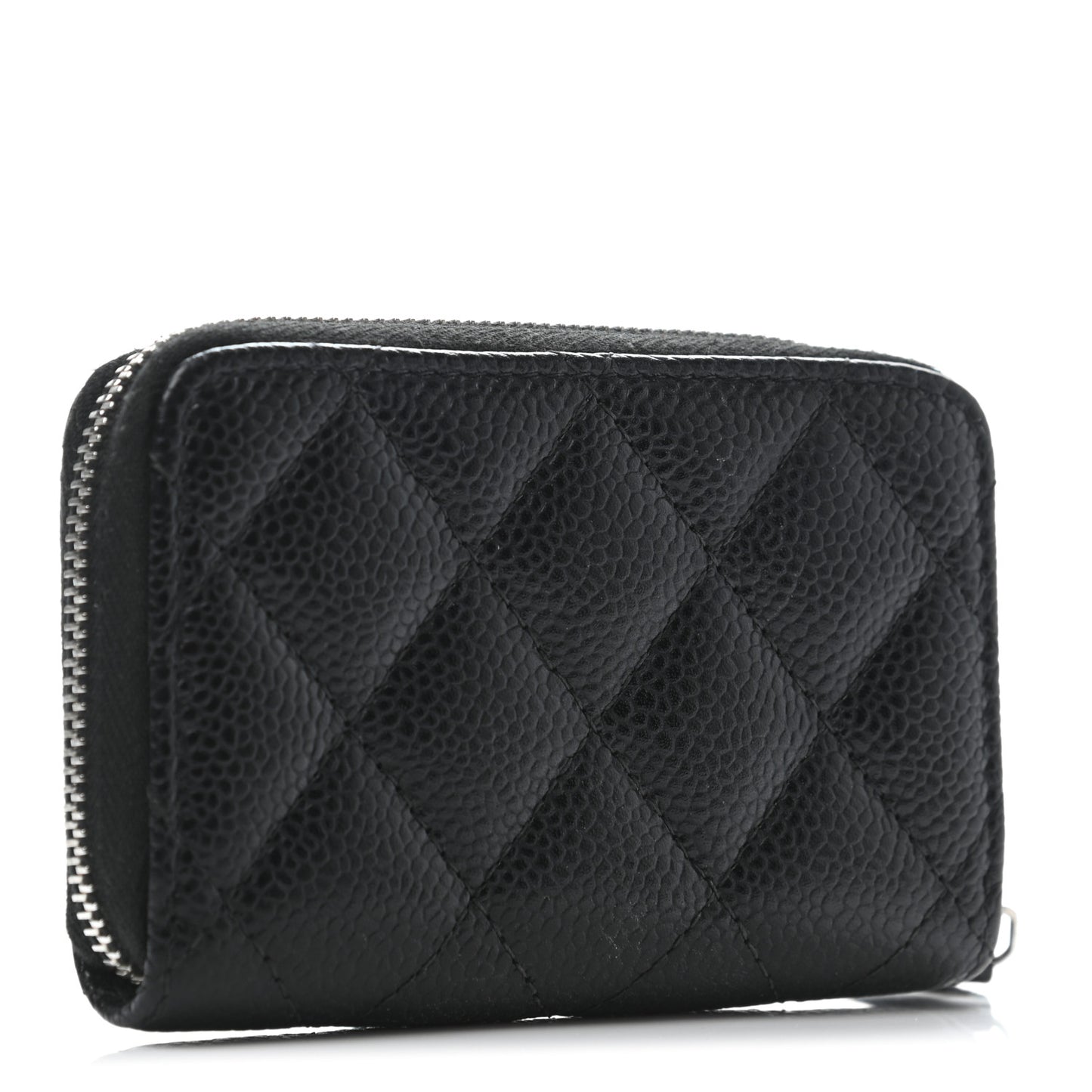 Caviar Quilted Zip Coin Purse Black