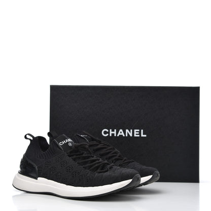 Chanel Fabric Logo Sneakers 39.5 Black 11 of 11