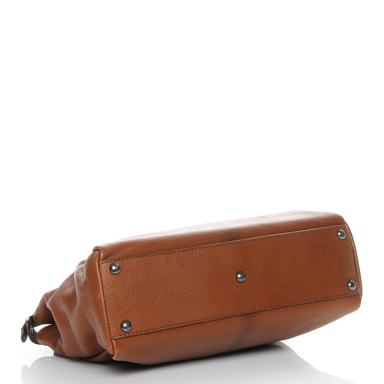 Fendi Goatskin Zucca Medium Peekaboo Iconic Satchel Cuoio Tobacco Moro 4 of 7