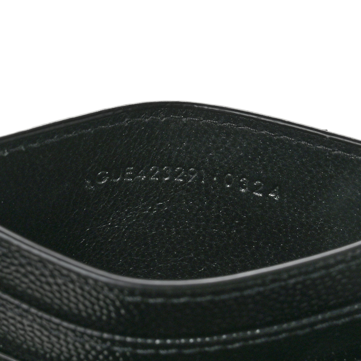 Saint Laurent Grain De Poudre Matelasse Chevron Monogram Credit Card Case Black 7 of 7