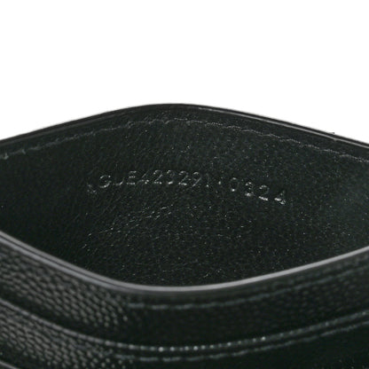 Saint Laurent Grain De Poudre Matelasse Chevron Monogram Credit Card Case Black 7 of 7