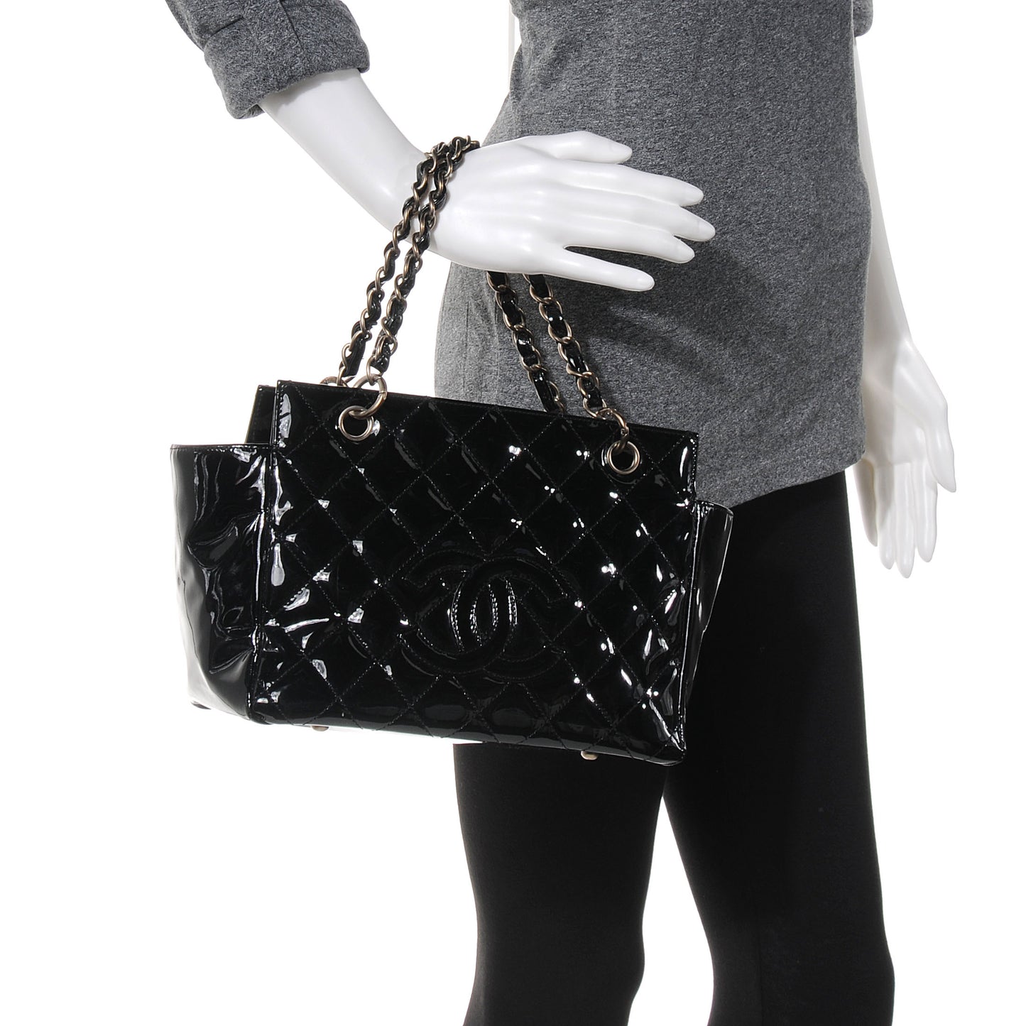 Patent Petit Timeless Shopping Tote PTT Black