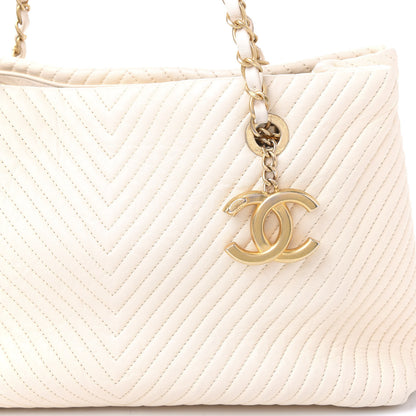 Chanel Wrinkled Lambskin Chevron Quilted Surpique Tote White 11 of 11